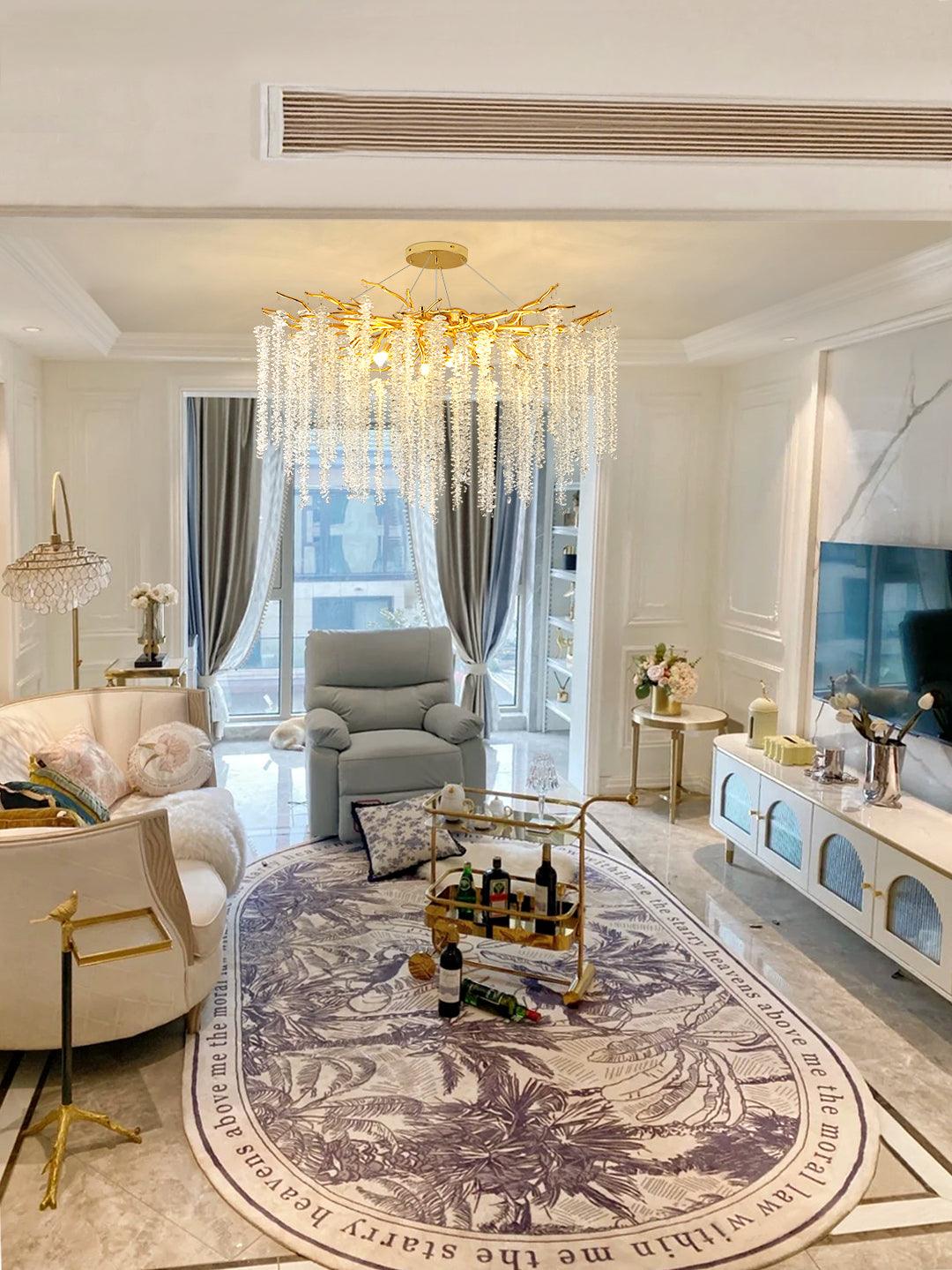 Elyuira Chandelier Gold Crystal Branch Elegant