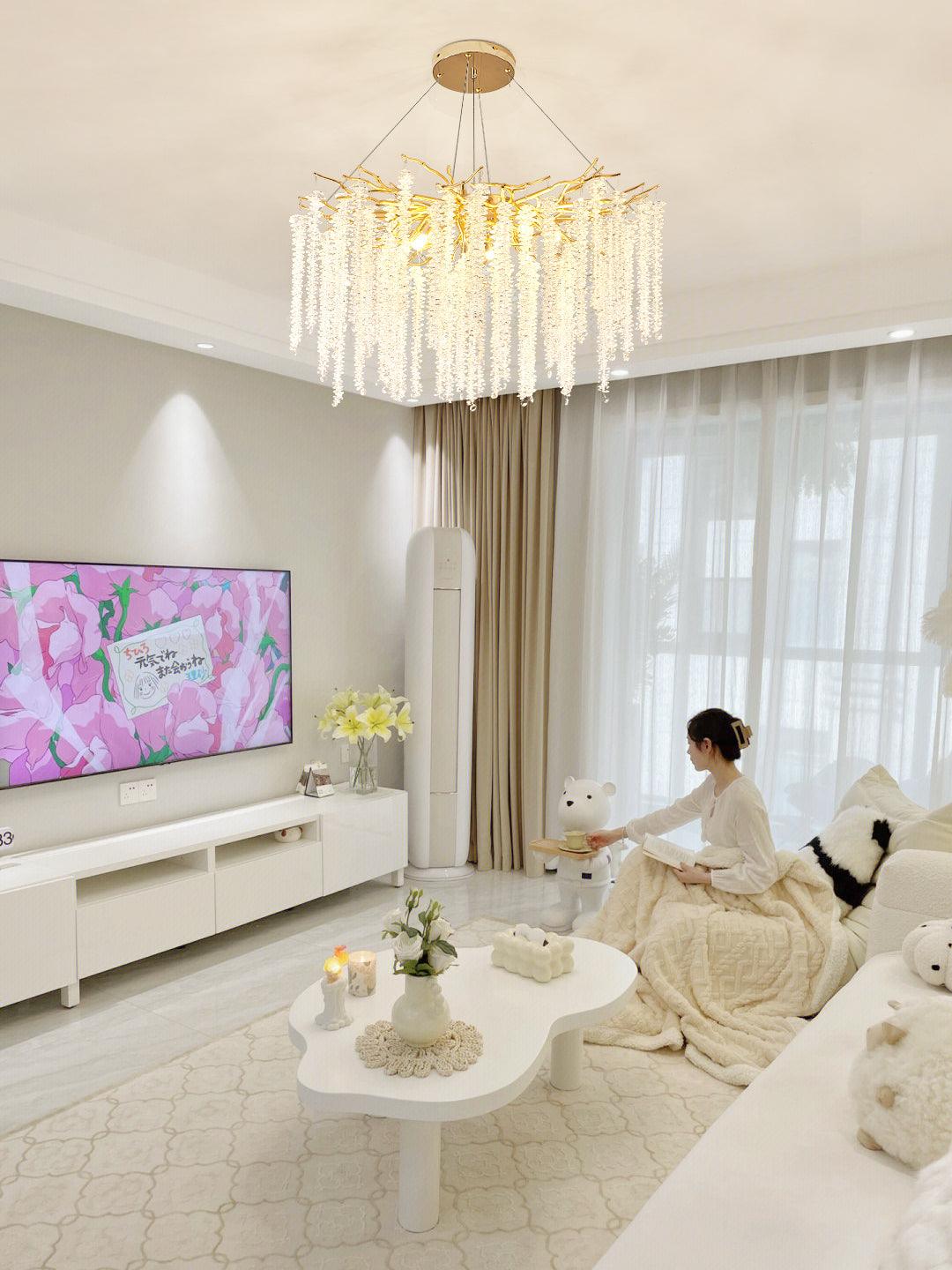Elyuira Chandelier Gold Crystal Branch Elegant
