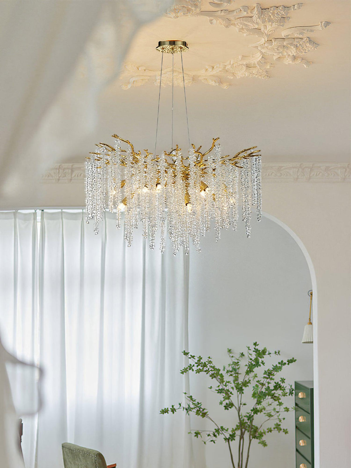 Elyuira Chandelier Gold Crystal Branch Elegant