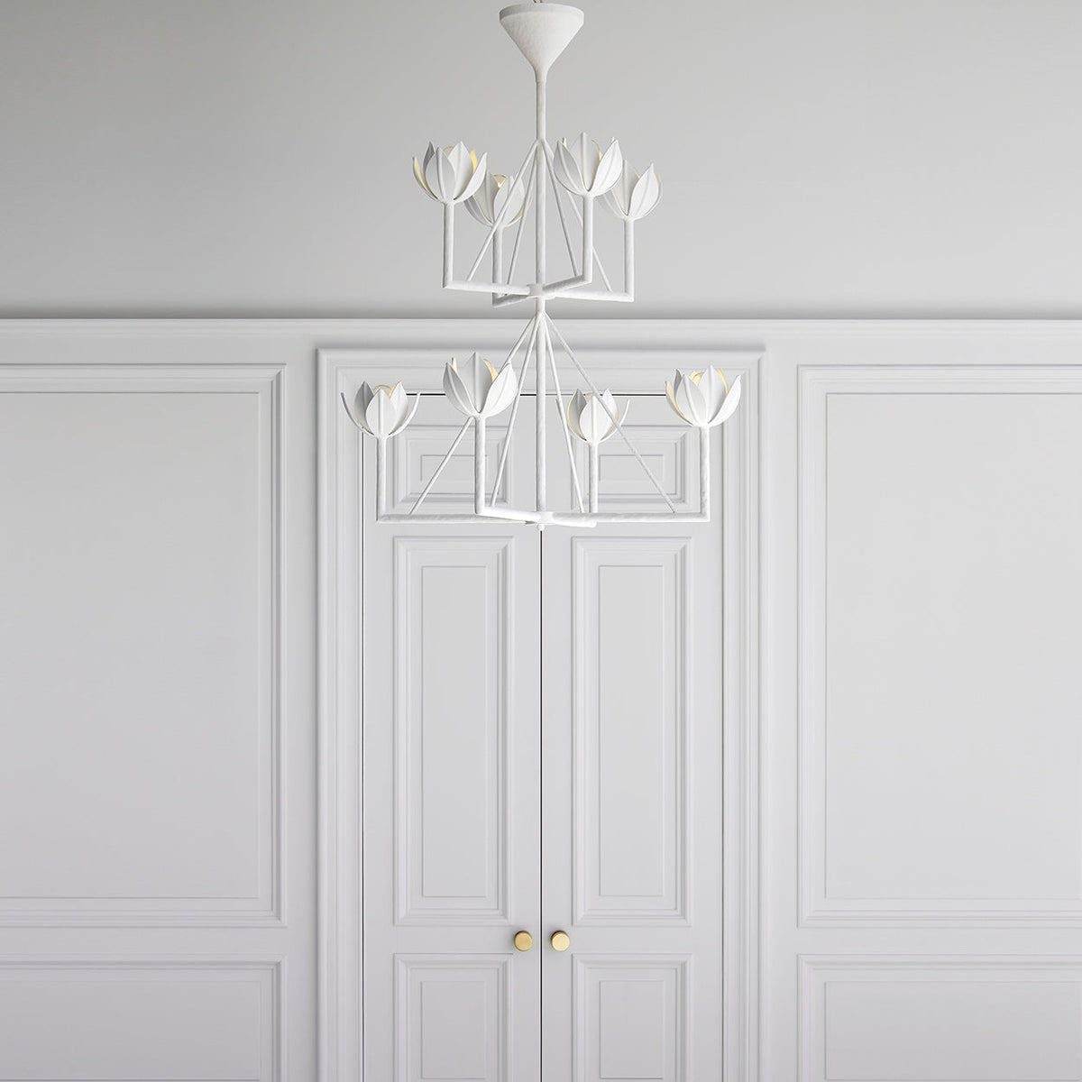 Alberto Modern Minimalist Floral Brass Chandelier
