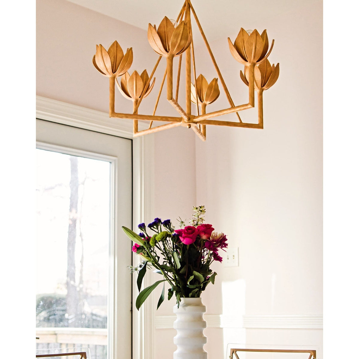 Alberto Modern Minimalist Floral Brass Chandelier