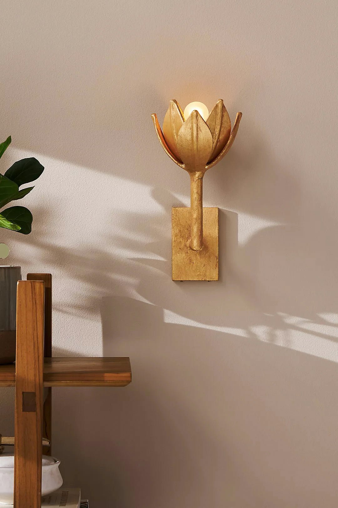 Clira Brass Lotus Bloom Wall Lamp