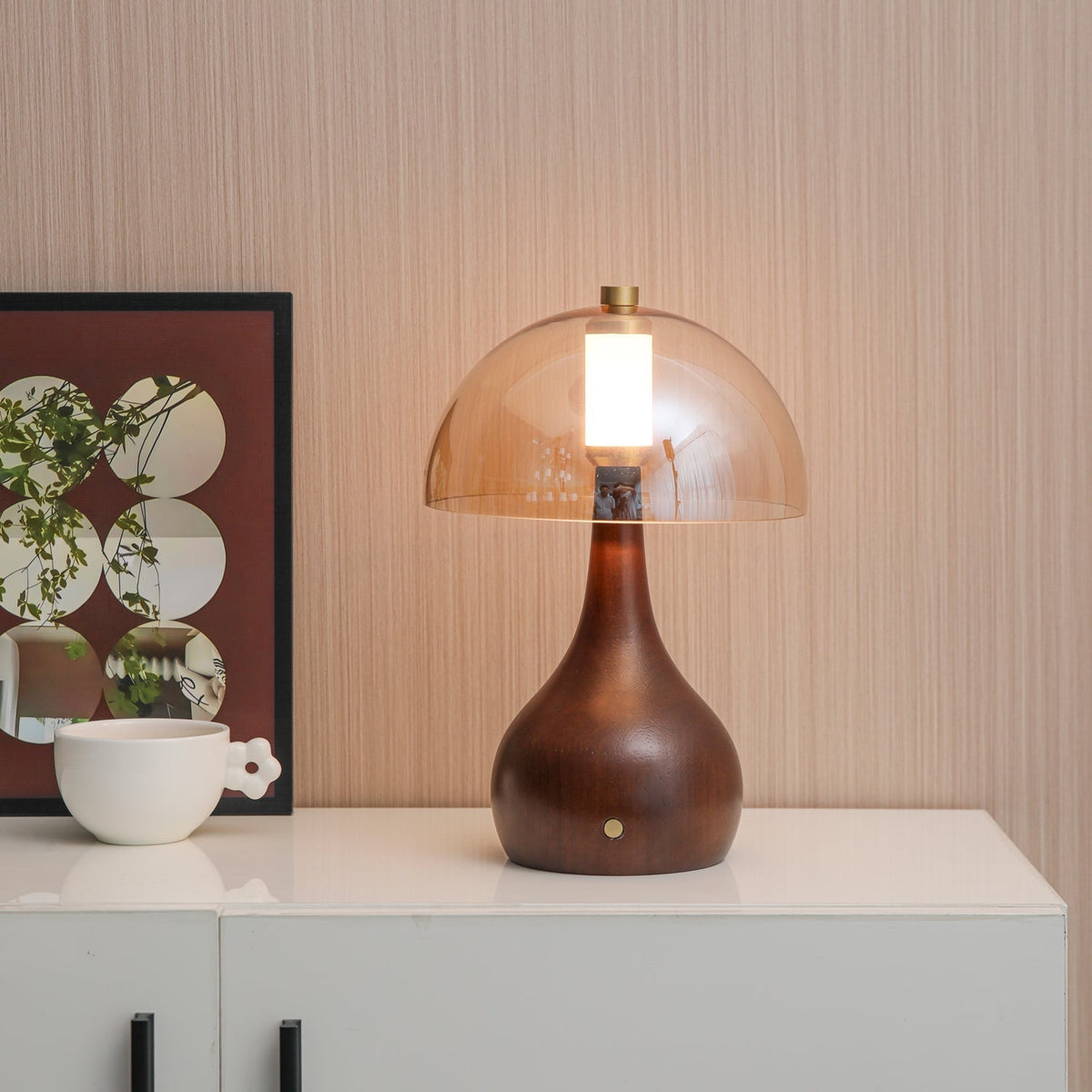 Aurae Wood & Glass Modern Table Lamp