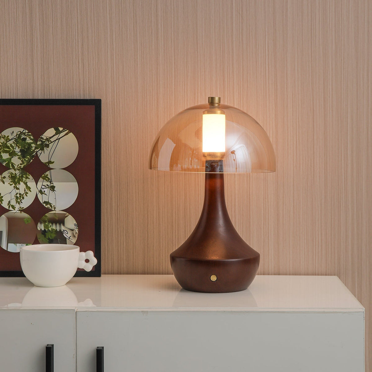 Aurae Wood & Glass Modern Table Lamp