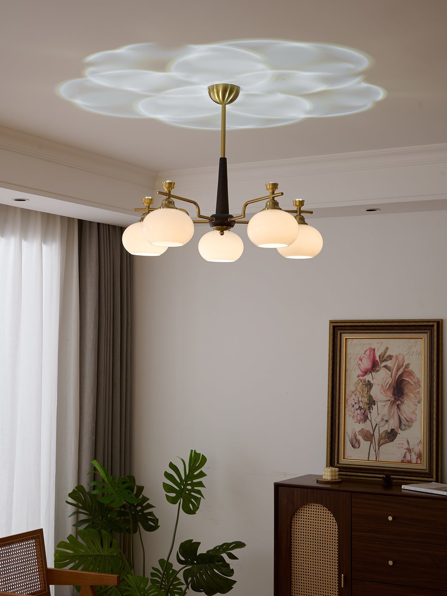 Velirara Traditional Unique Sphere Wood Glass Chandelier