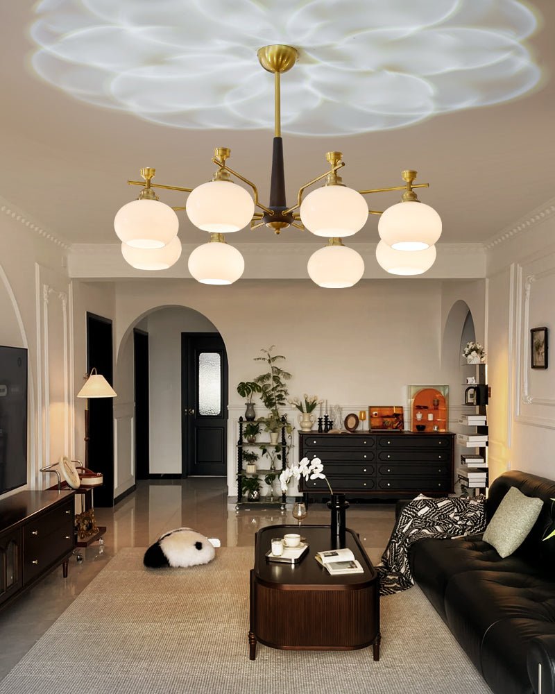 Velirara Traditional Unique Sphere Wood Glass Chandelier