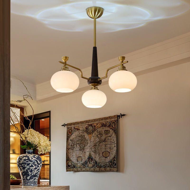 Velirara Traditional Unique Sphere Wood Glass Chandelier