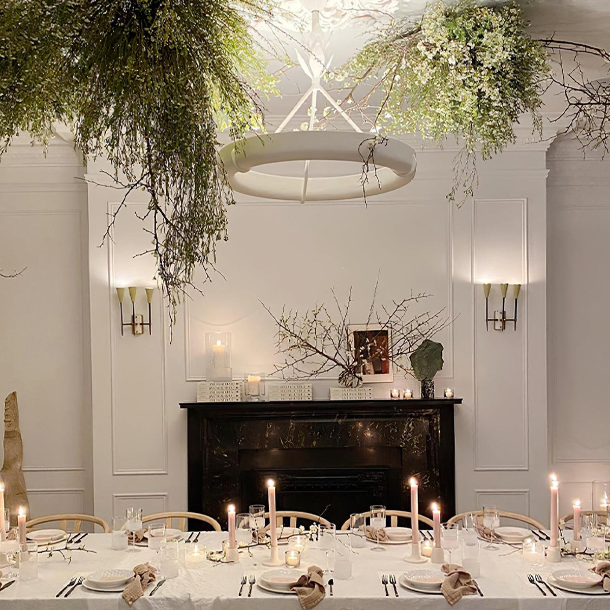 Eixor Chandelier Plaster White Floral Shape Minimalist