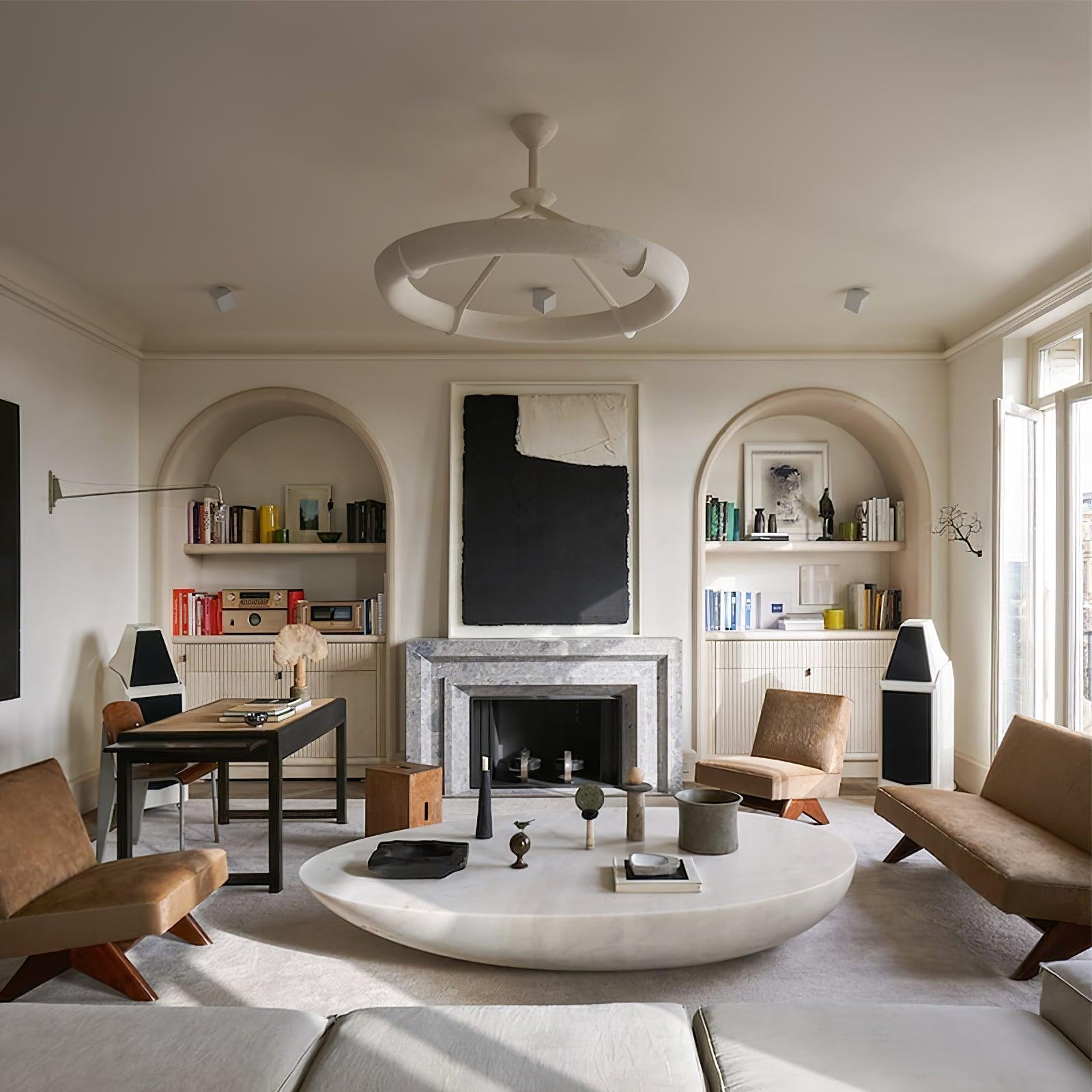 Eixor Chandelier Plaster White Floral Shape Minimalist
