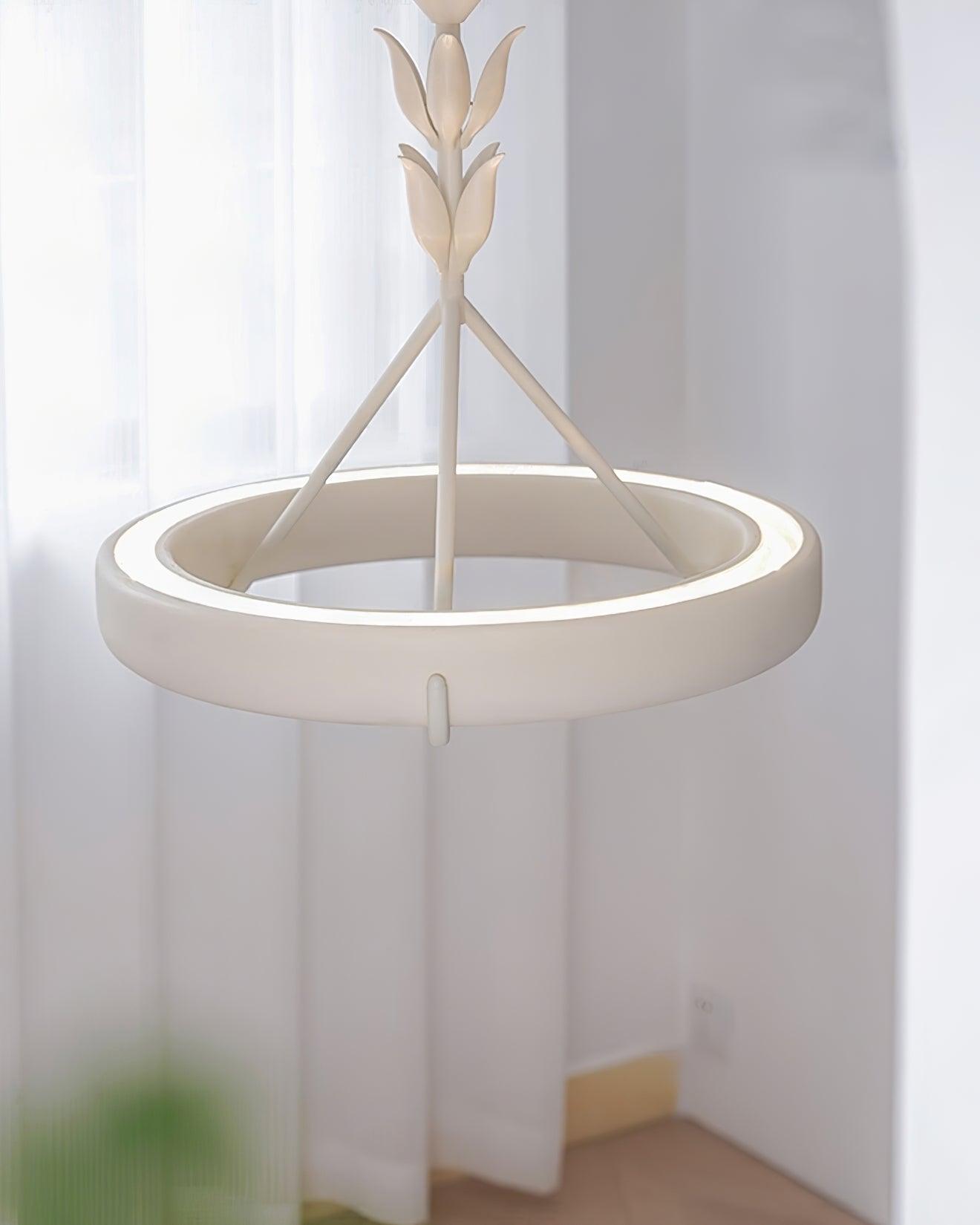 Eixor Chandelier Plaster White Floral Shape Minimalist