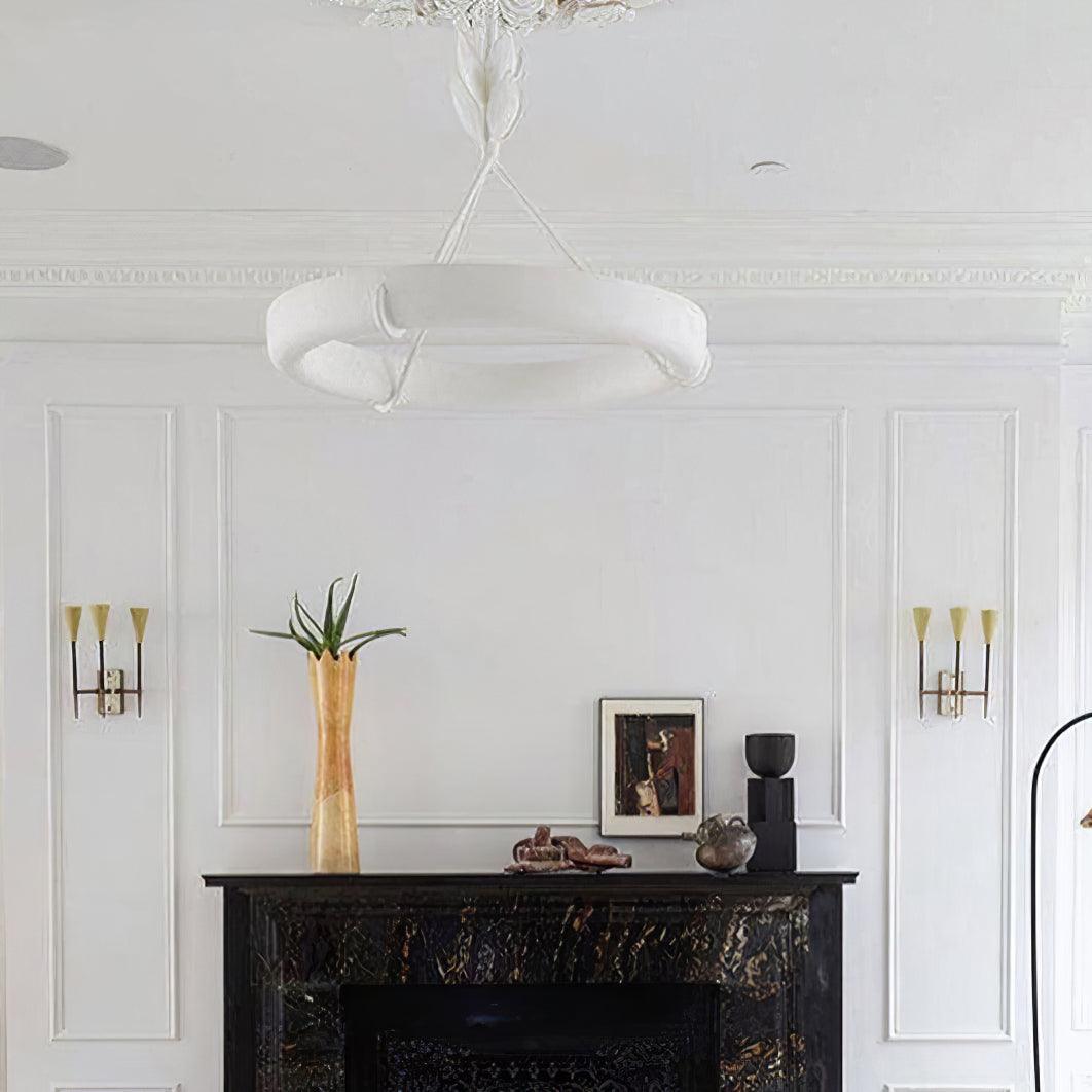 Eixor Chandelier Plaster White Floral Shape Minimalist