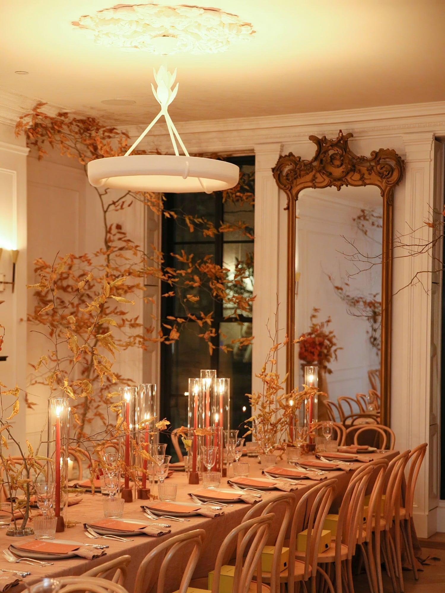 Eixor Chandelier Plaster White Floral Shape Minimalist
