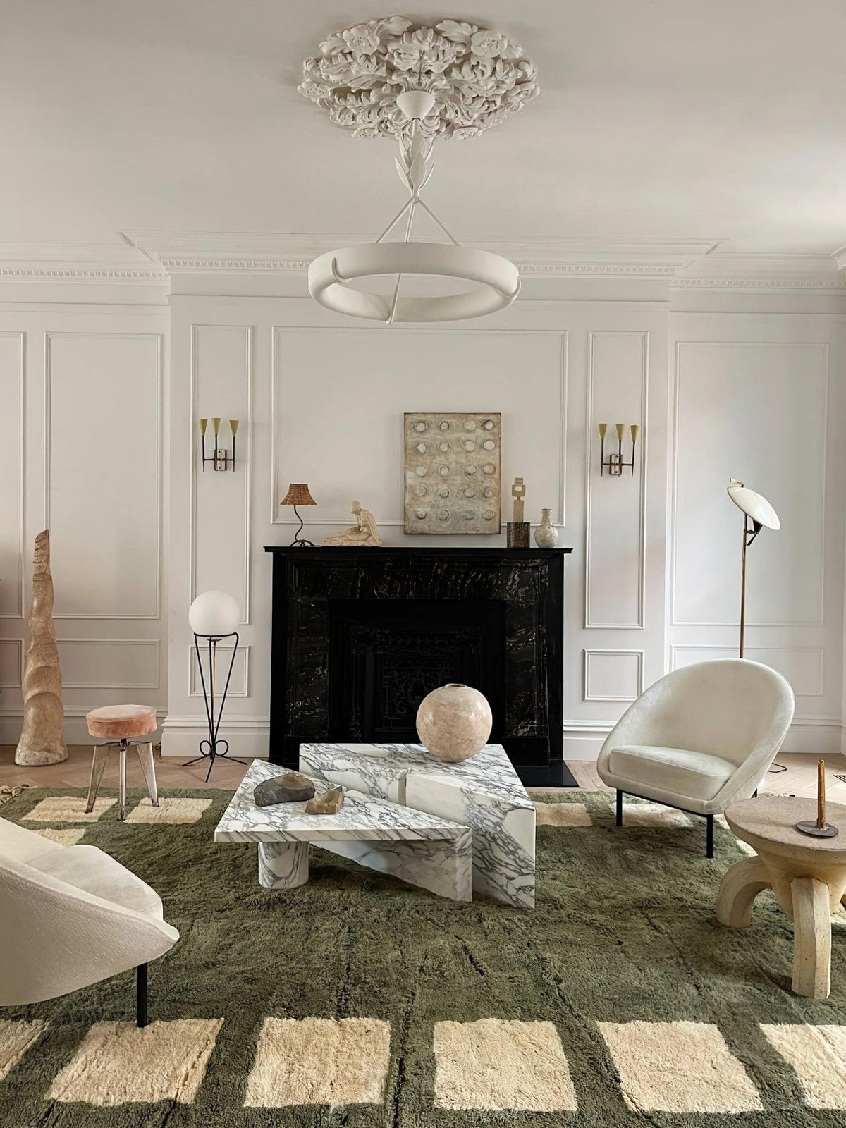 Eixor Chandelier Plaster White Floral Shape Minimalist