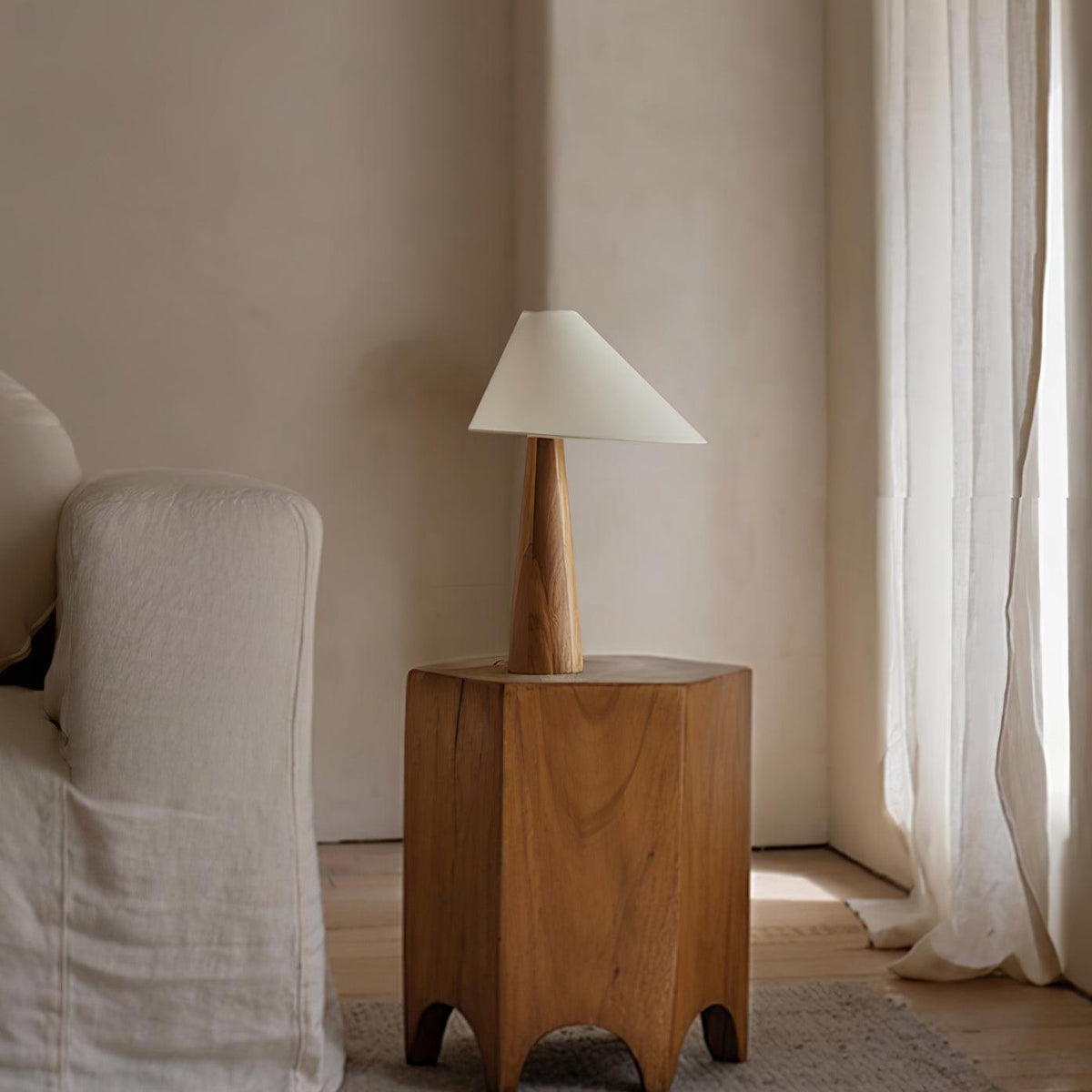 Mirose Wood Fabric Rustic Table Lamp