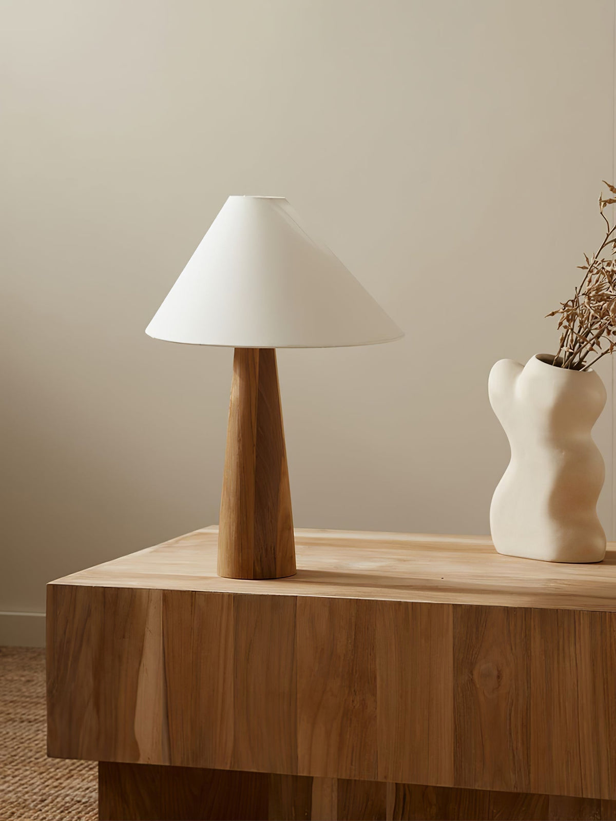 Mirose Wood Fabric Rustic Table Lamp