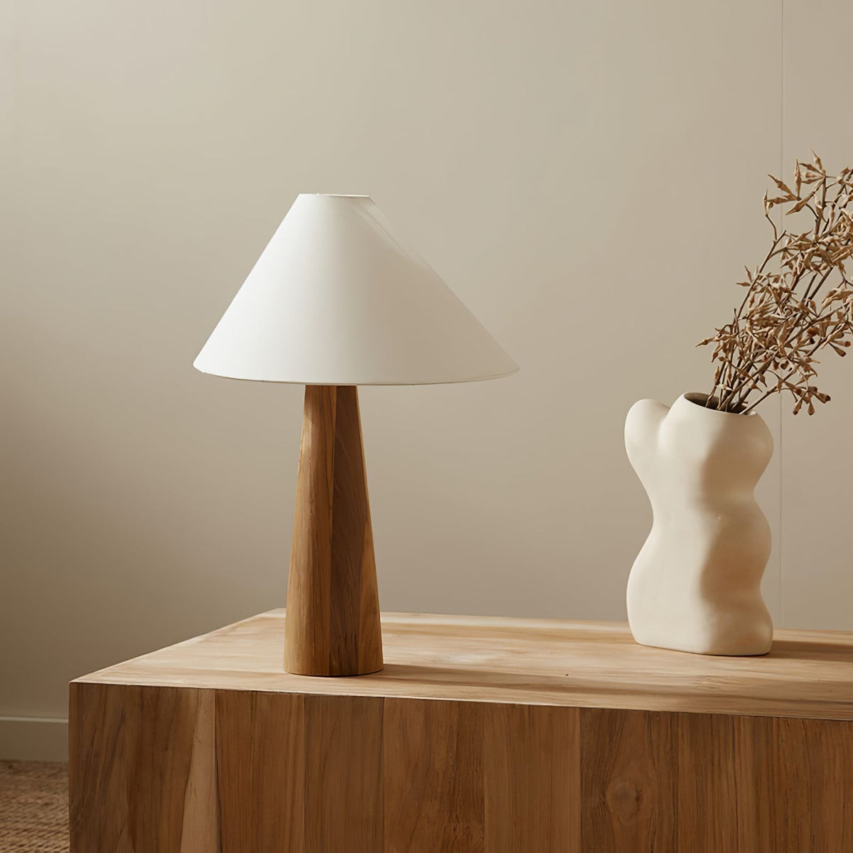 Mirose Wood Fabric Rustic Table Lamp