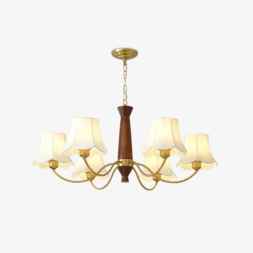 Kaelith Chandelier Brass Fabric Curved Arms
