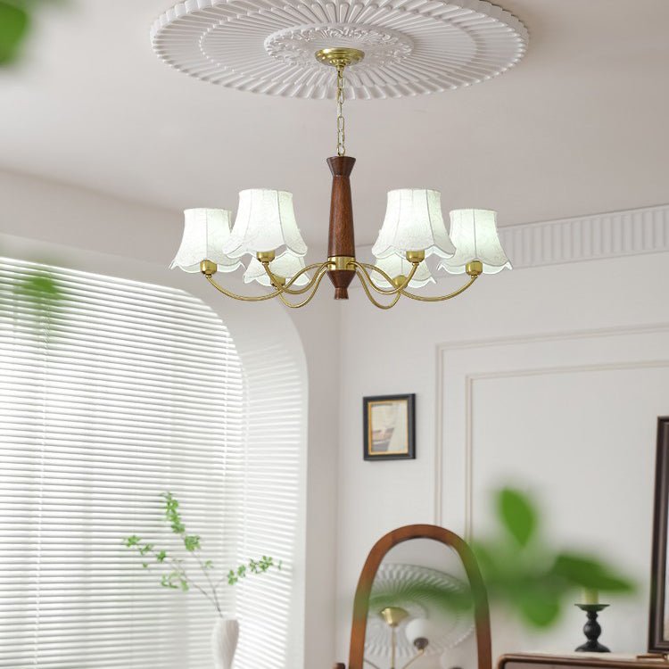 Kaelith Chandelier Brass Fabric Curved Arms