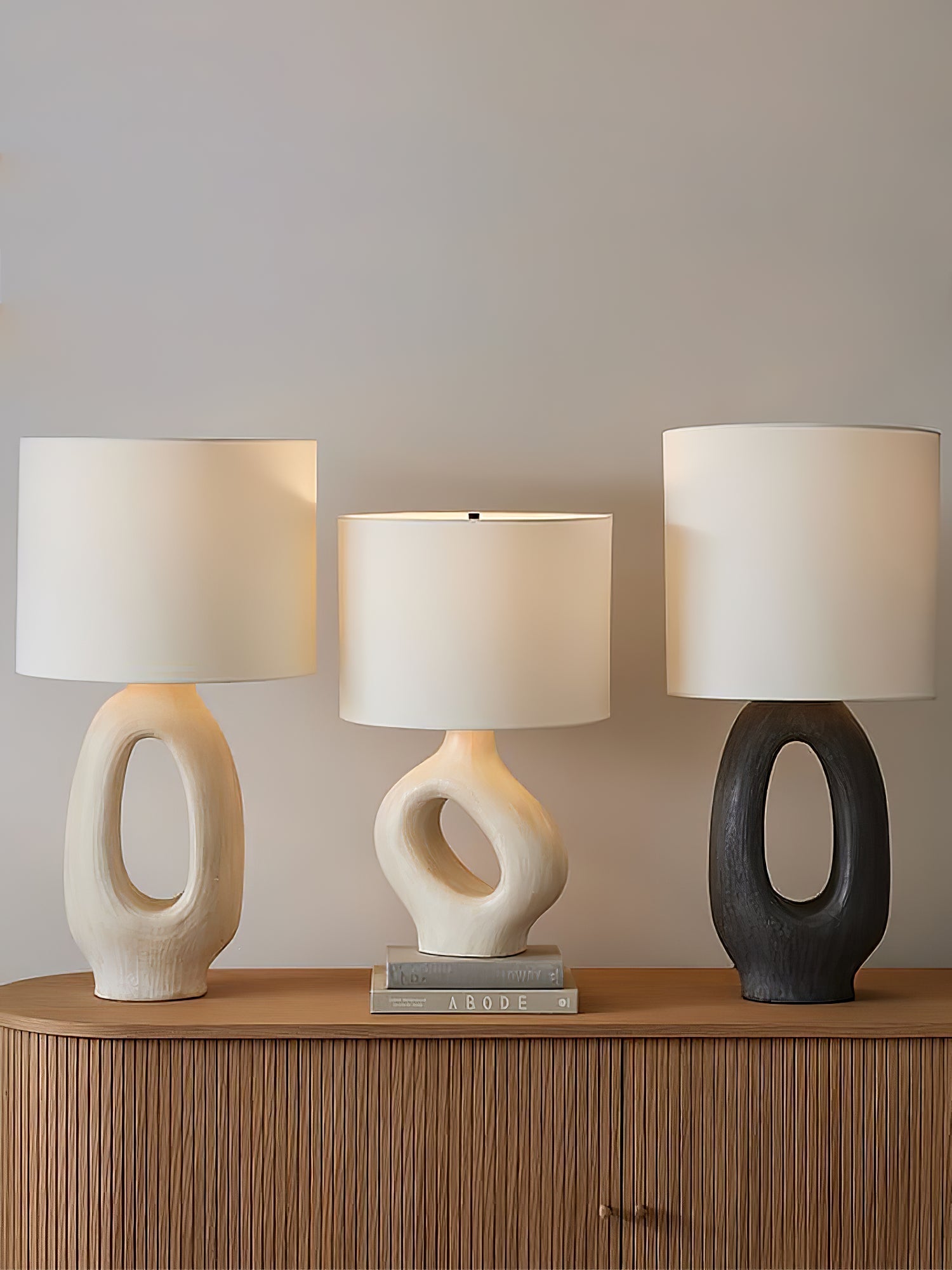 Lumestic Sculptural Resin Fabric Table Lamp