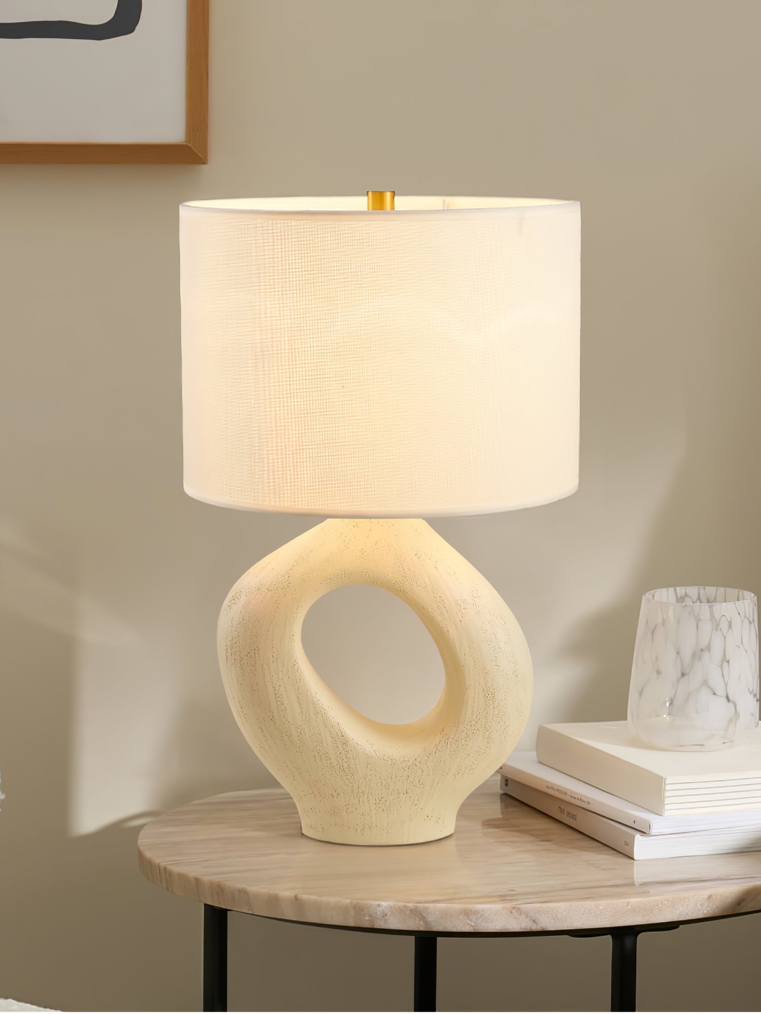 Lumestic Sculptural Resin Fabric Table Lamp