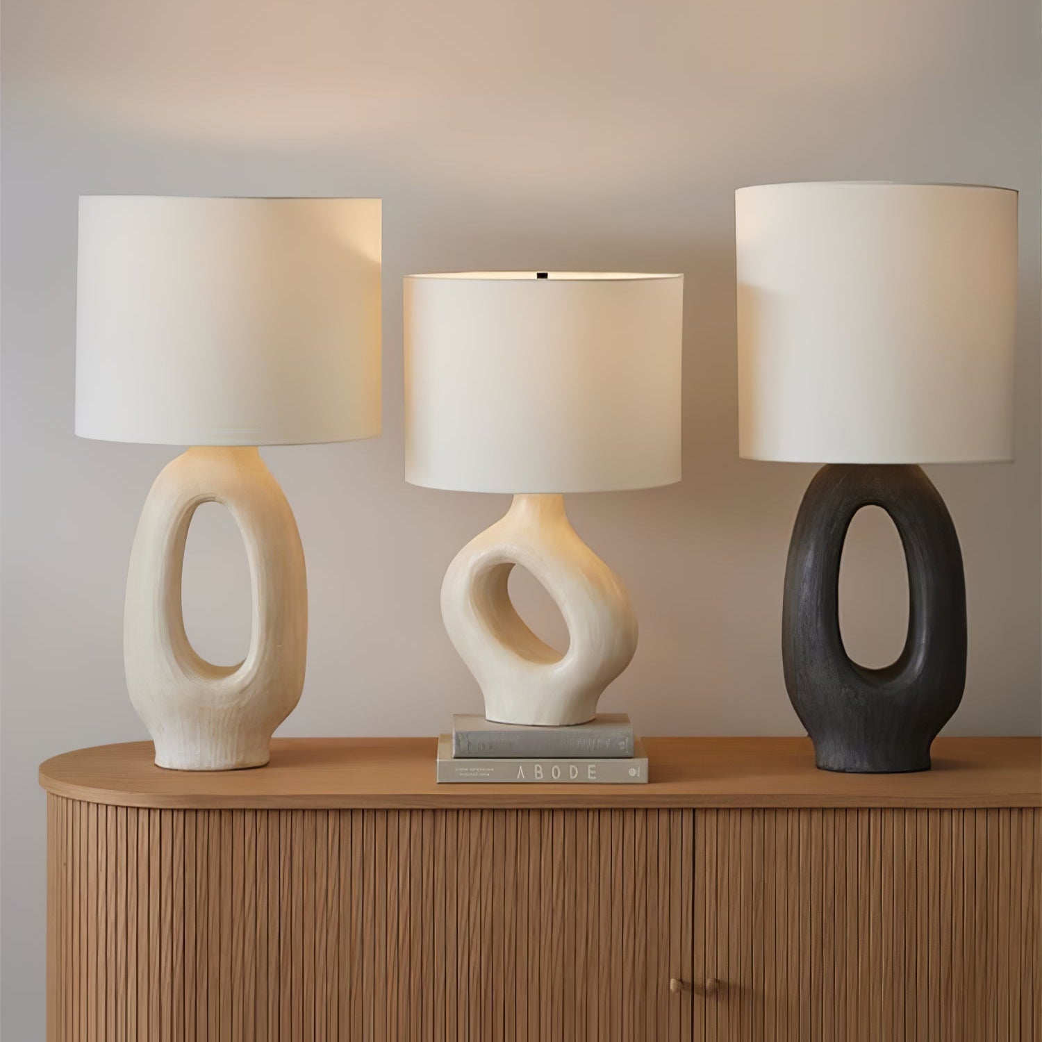 Lumestic Sculptural Resin Fabric Table Lamp