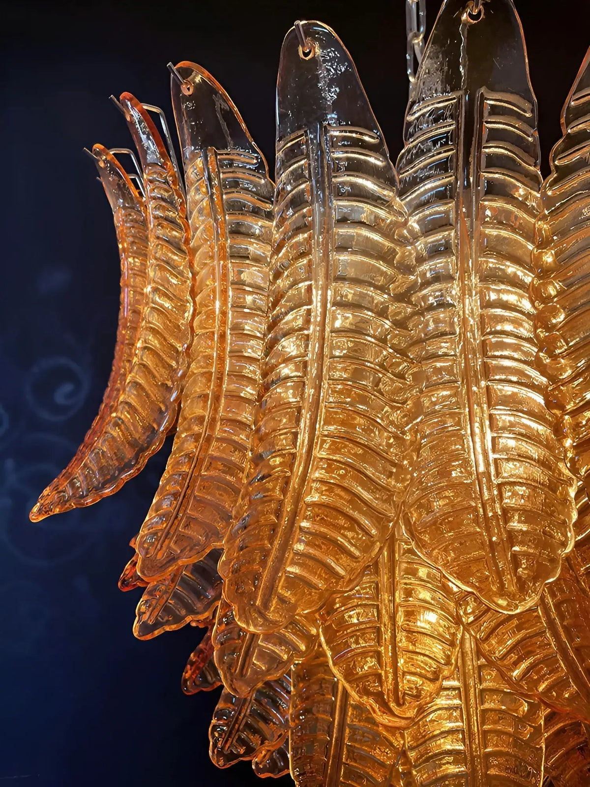 Veleena Chandelier Amber Murano Glass Leaves Layered