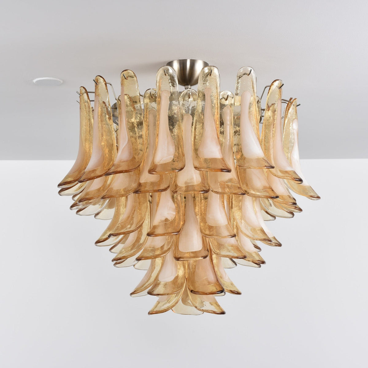Celelise Ceiling Lamp Amber Petal Glass Layered Vintage