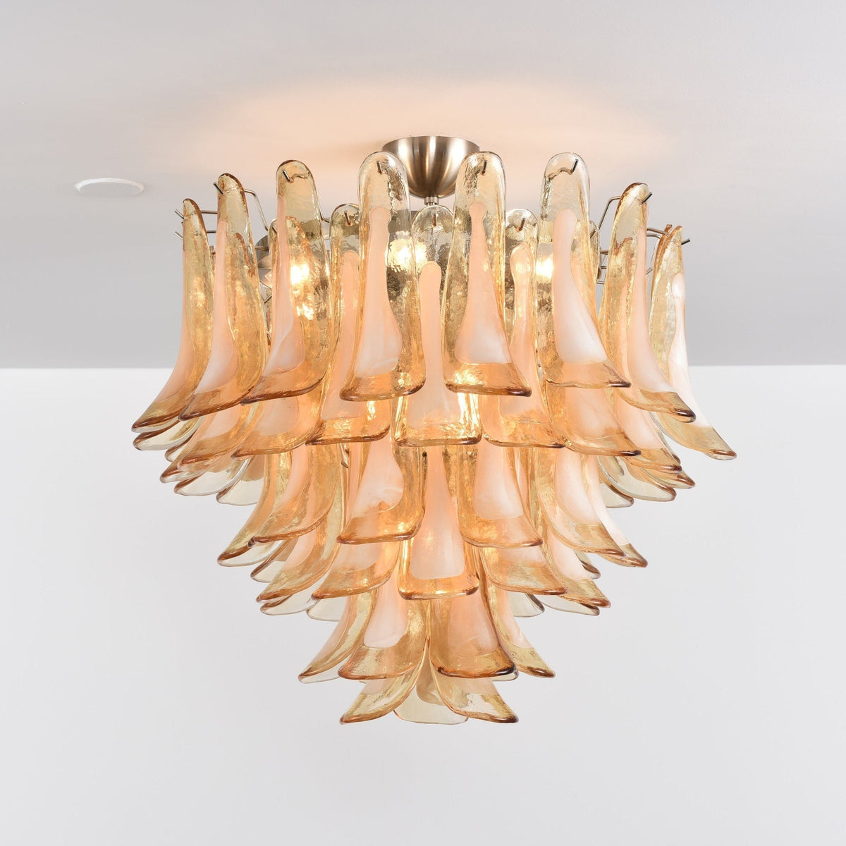 Celelise Ceiling Lamp Amber Petal Glass Layered Vintage
