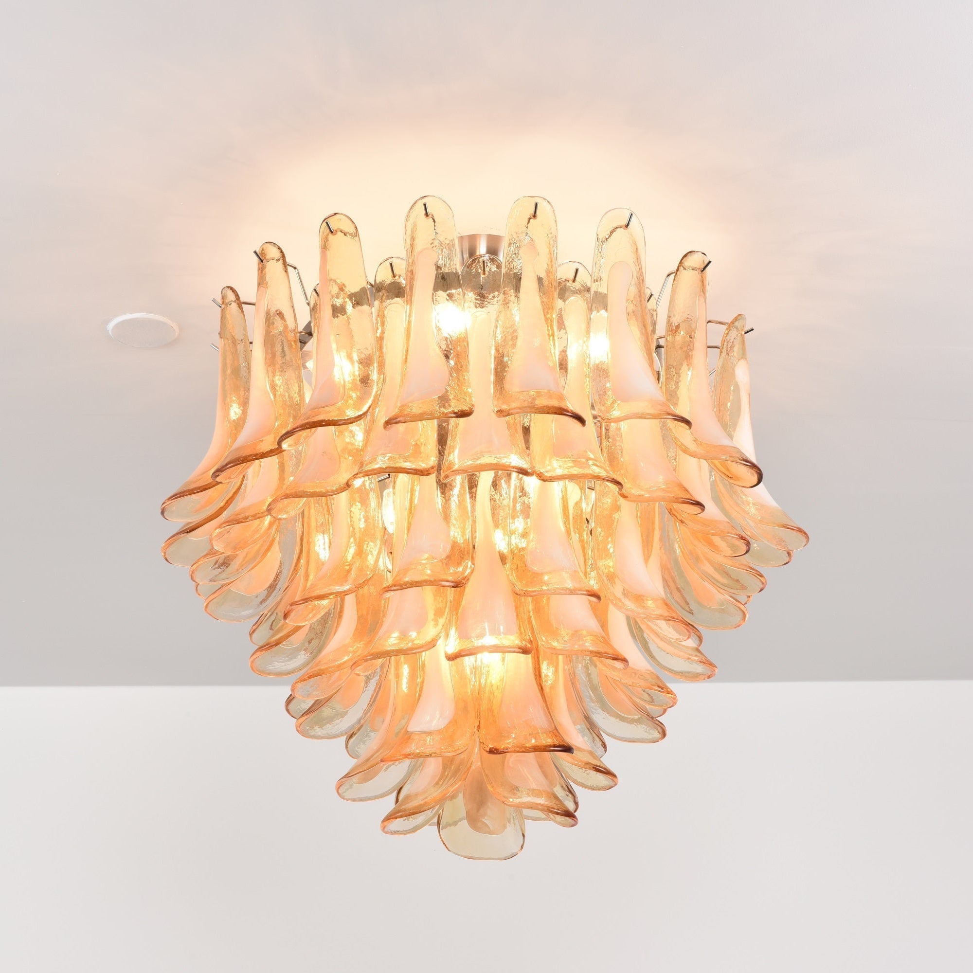 Celelise Ceiling Lamp Amber Petal Glass Layered Vintage