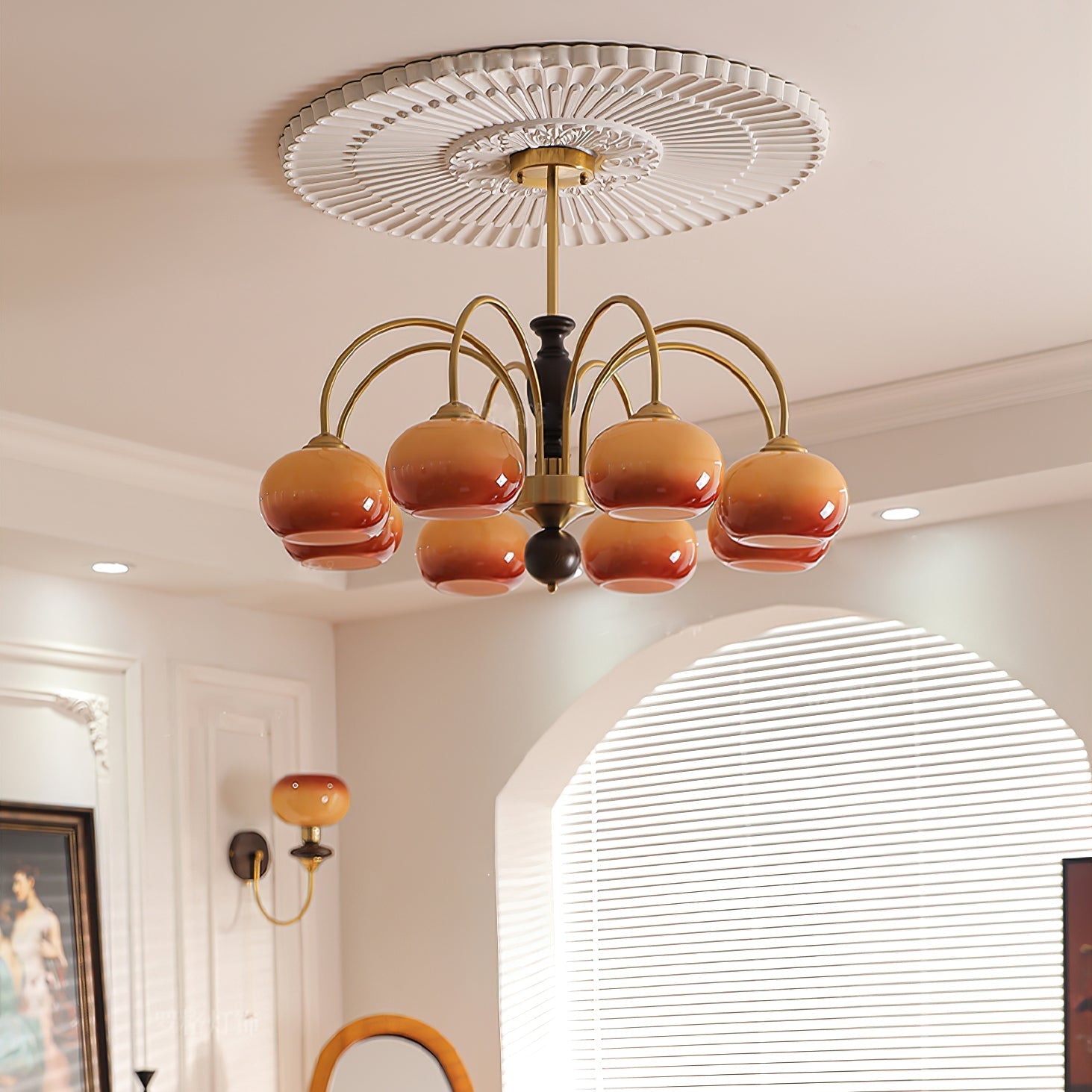 Rivirian Chandelier Amberly Arch Curved Arms