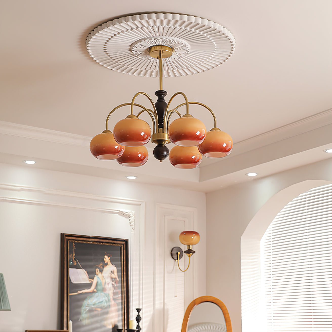 Rivirian Chandelier Amberly Arch Curved Arms