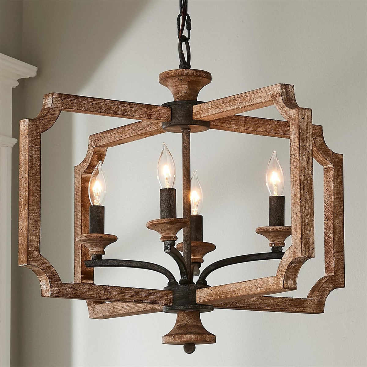 Eirikuvyi Vintage Creativity Metal Wood Lantern Pendant Lamp
