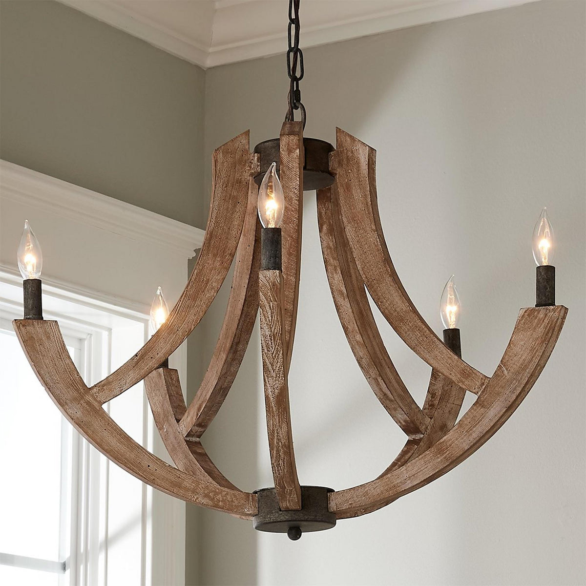 Eirikuvyi Vintage Creativity Metal Wood Lantern Pendant Lamp