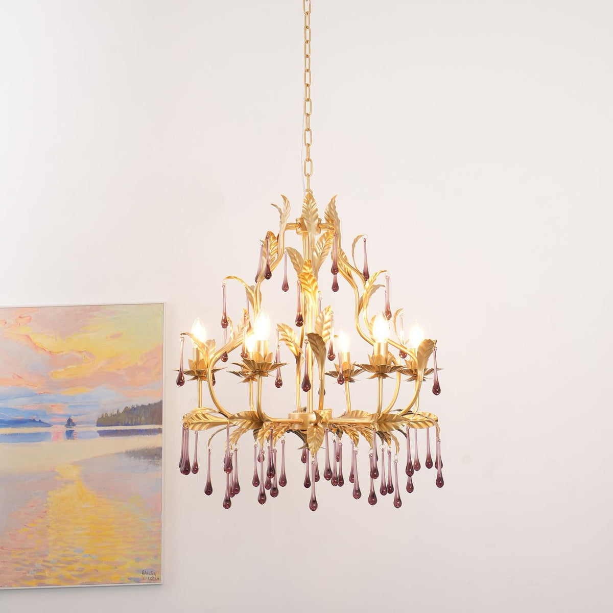 Orienaine Pendant Lamp Drops Gold Leaves