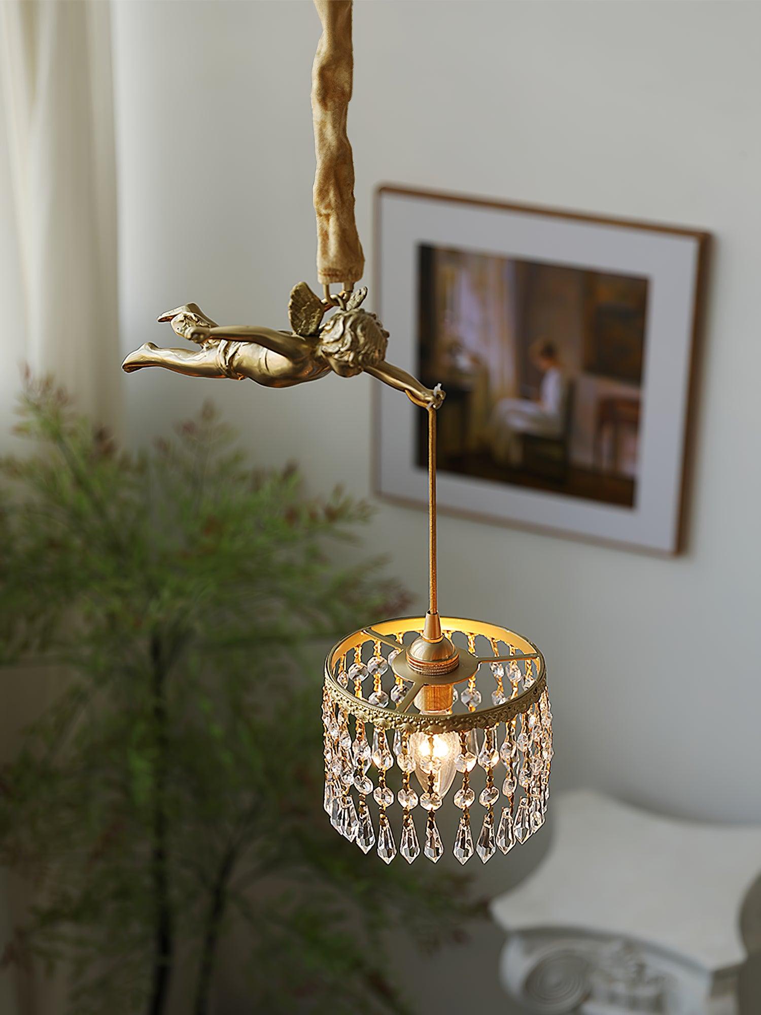 Calytra Brass & Crystal Artistic Pendant Light