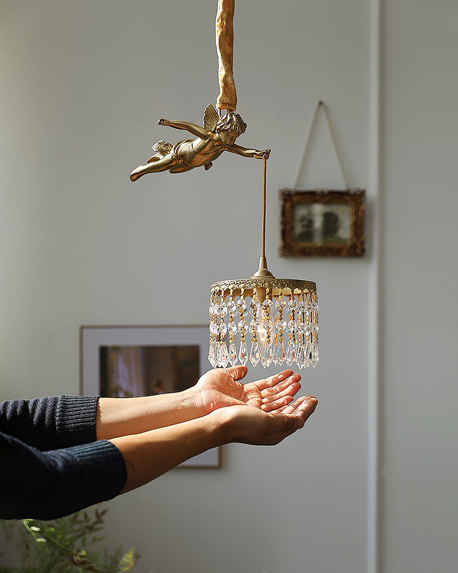Calytra Brass & Crystal Artistic Pendant Light