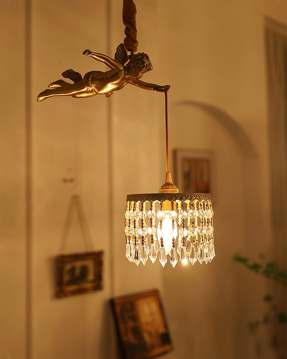 Calytra Brass & Crystal Artistic Pendant Light