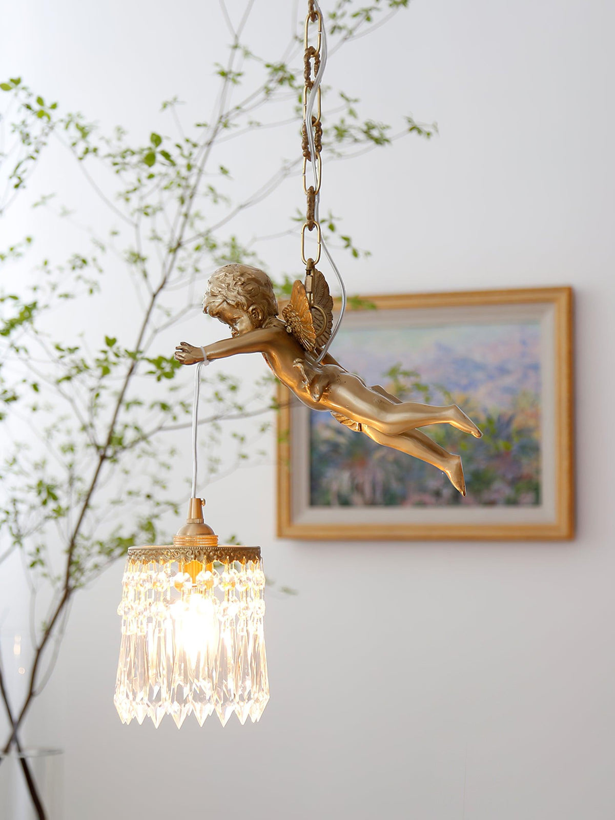Calytra Brass & Crystal Artistic Pendant Light