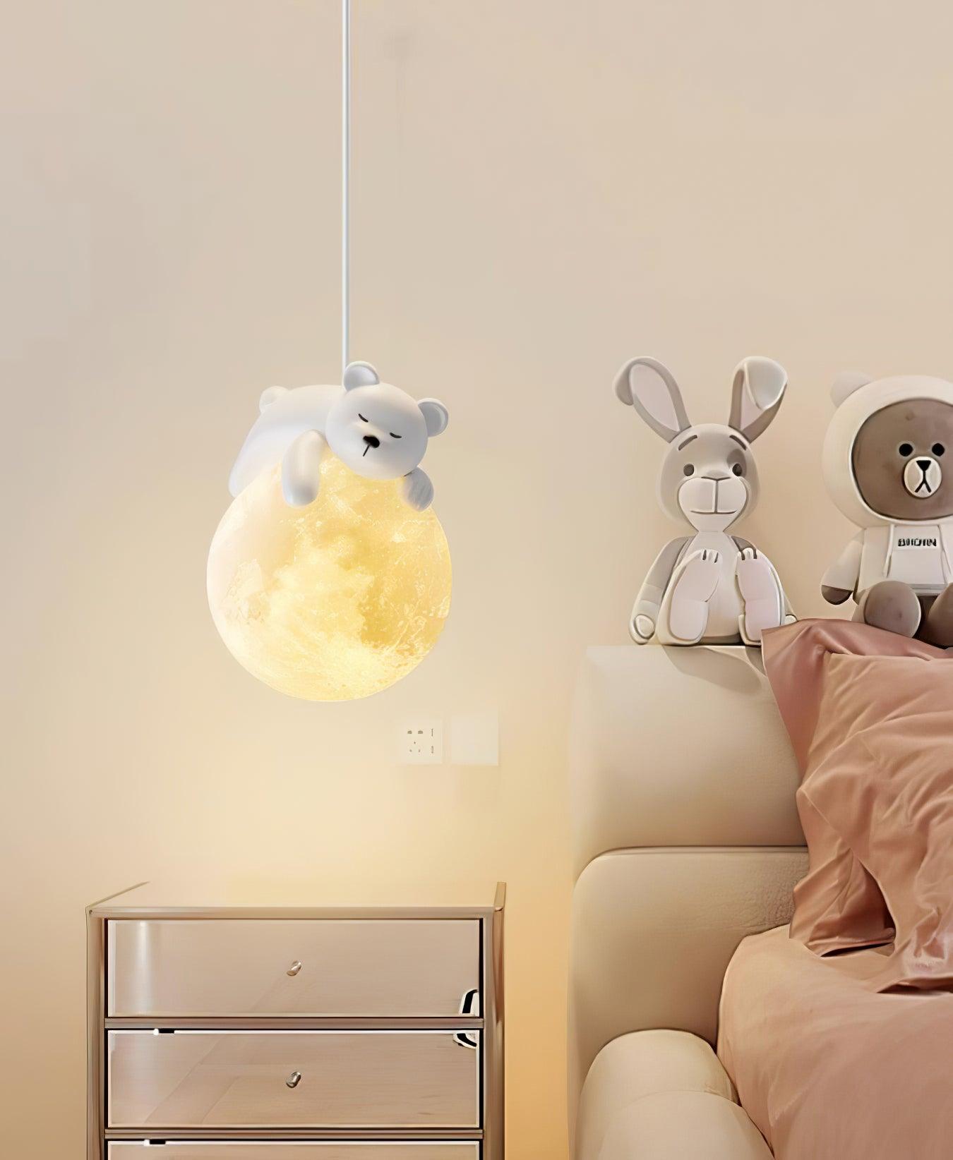 Velisise Pendant Lamp Bear Moon for Children's Room