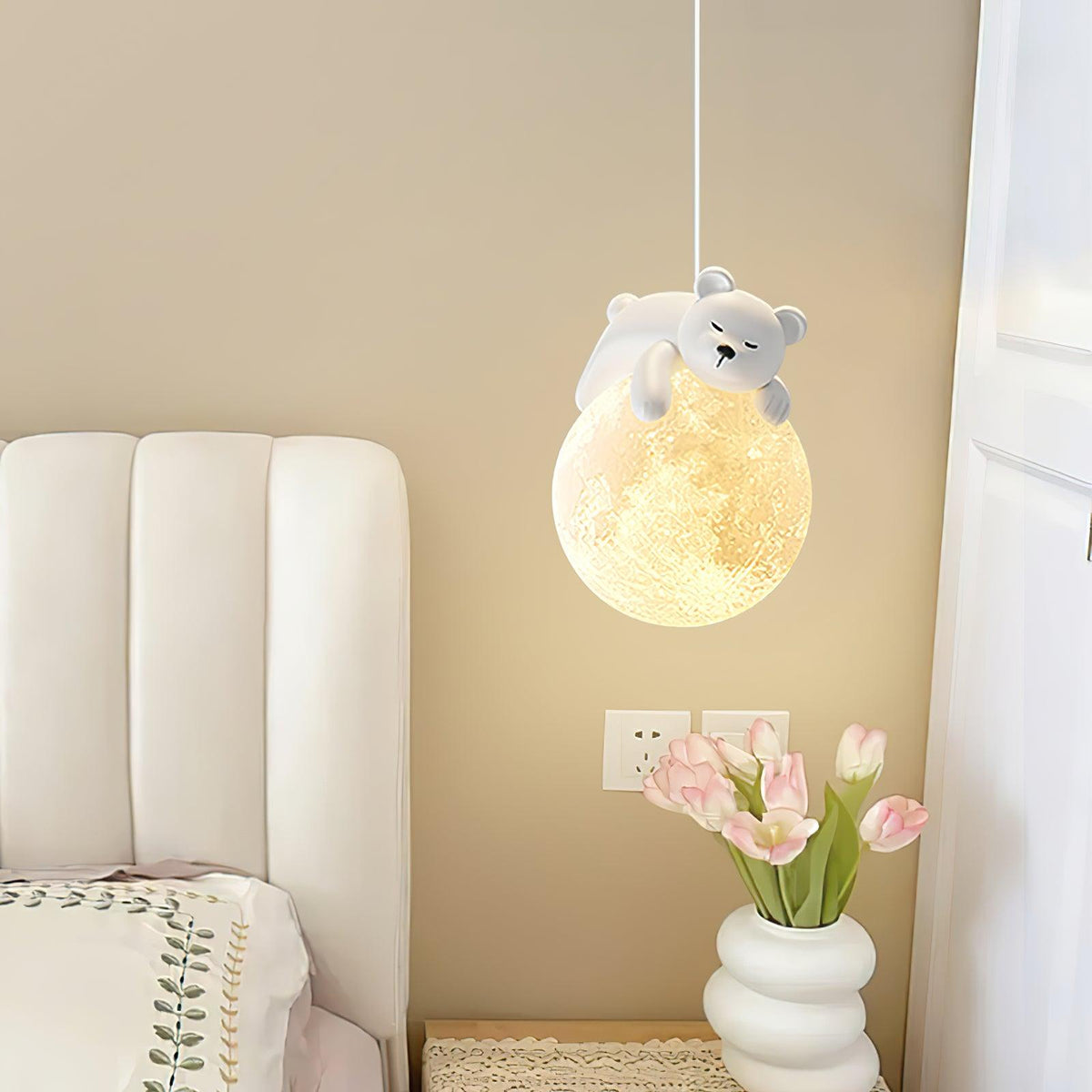 Velisise Pendant Lamp Bear Moon for Children's Room