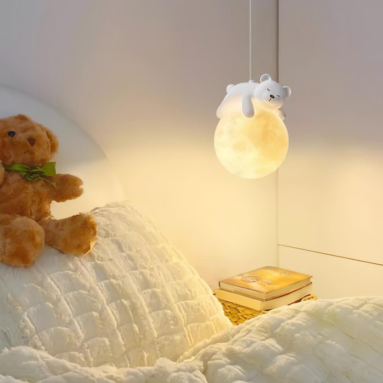 Velisise Pendant Lamp Bear Moon for Children's Room