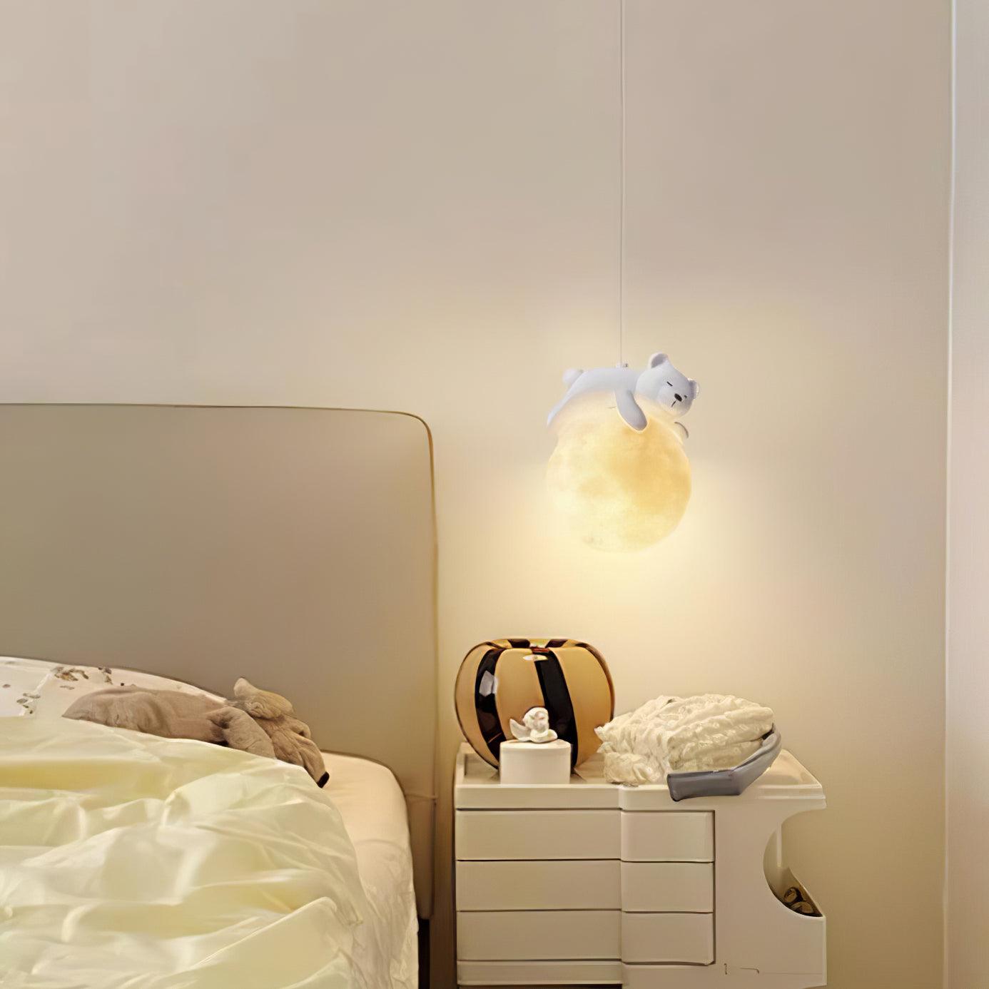 Velisise Pendant Lamp Bear Moon for Children's Room