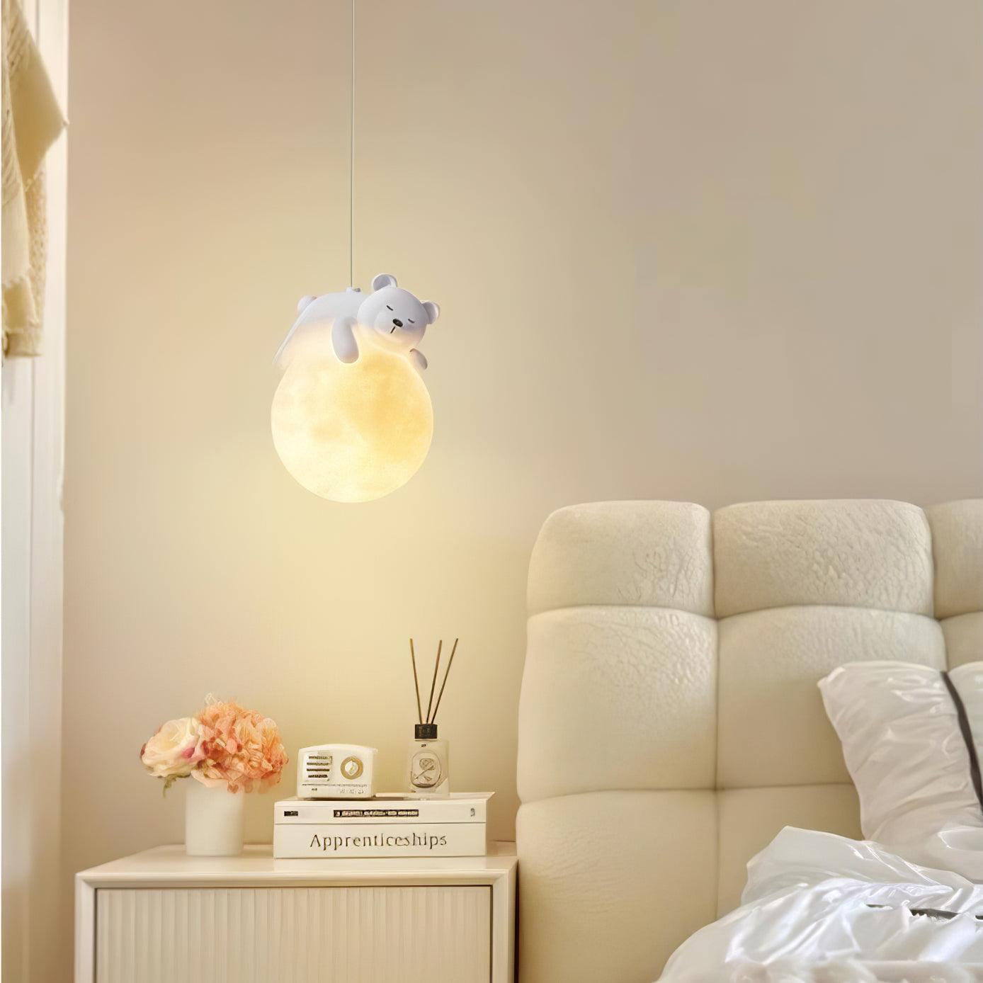 Velisise Pendant Lamp Bear Moon for Children's Room