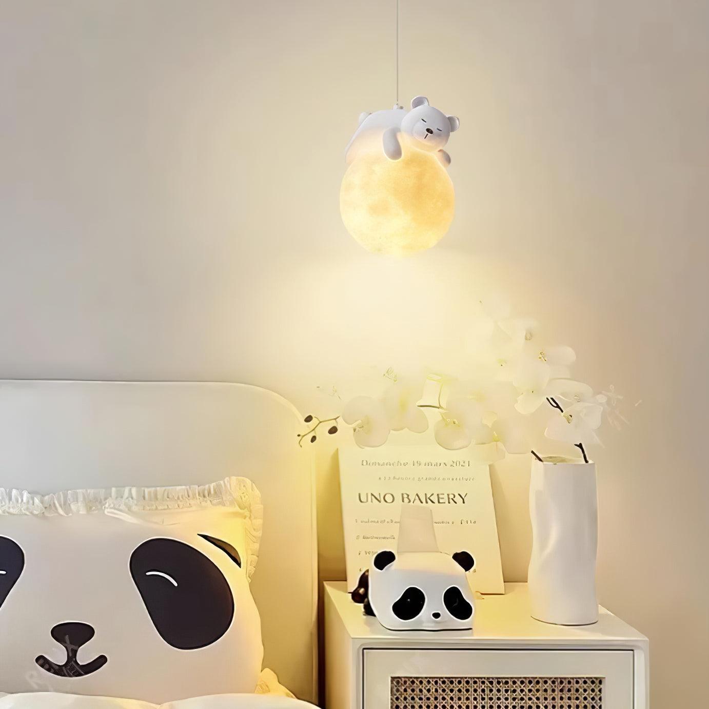 Velisise Pendant Lamp Bear Moon for Children's Room