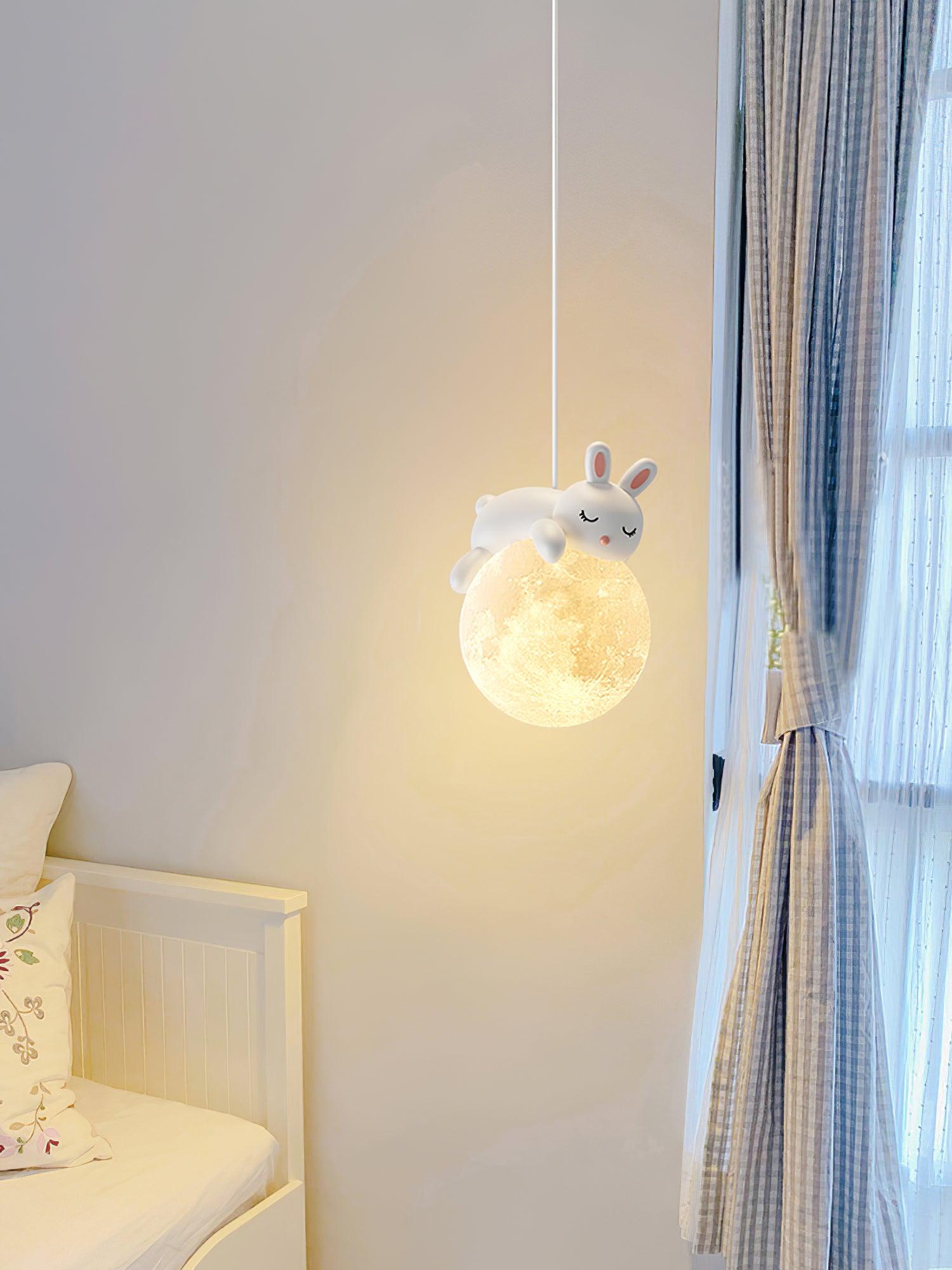 Velisise Pendant Lamp Bear Moon for Children's Room