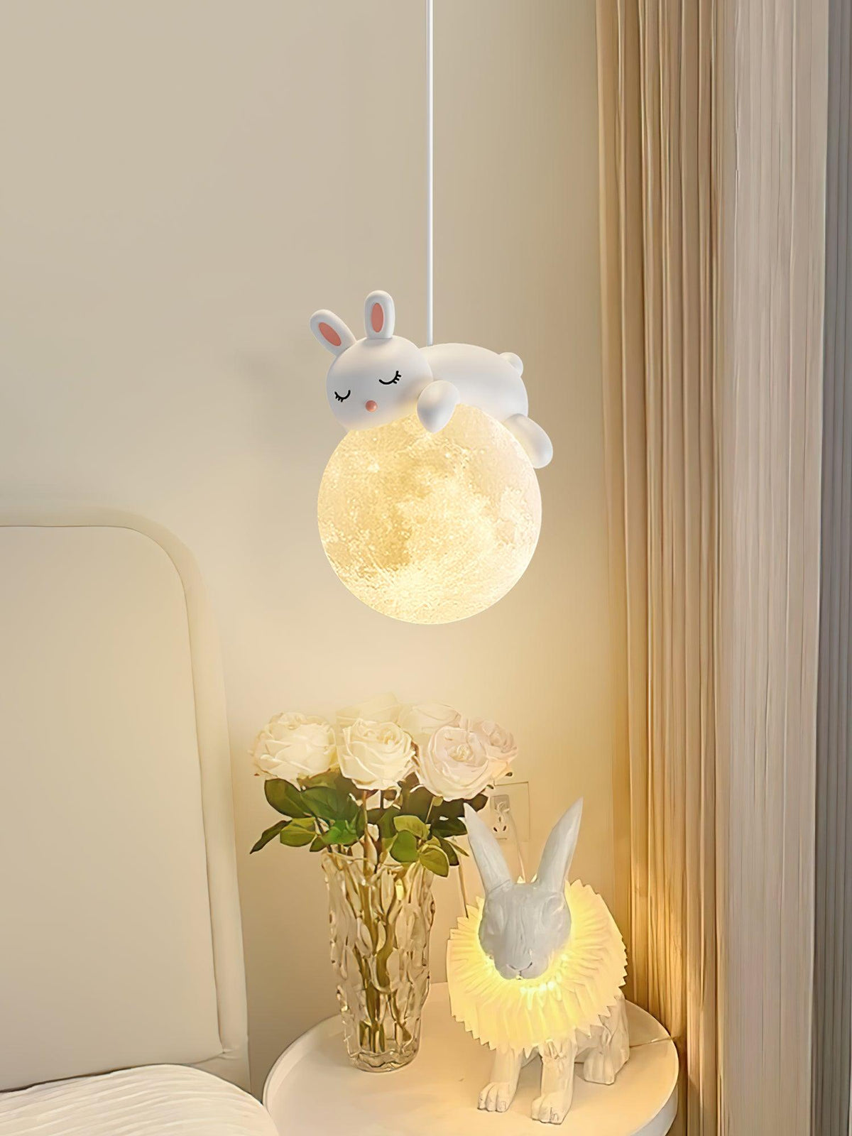 Velisise Pendant Lamp Bear Moon for Children's Room