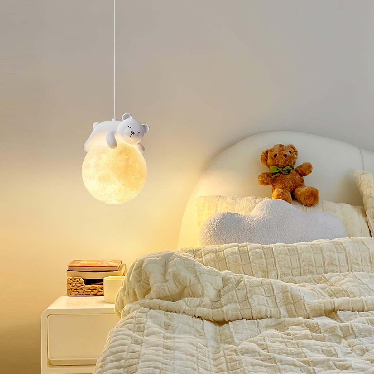 Velisise Pendant Lamp Bear Moon for Children's Room