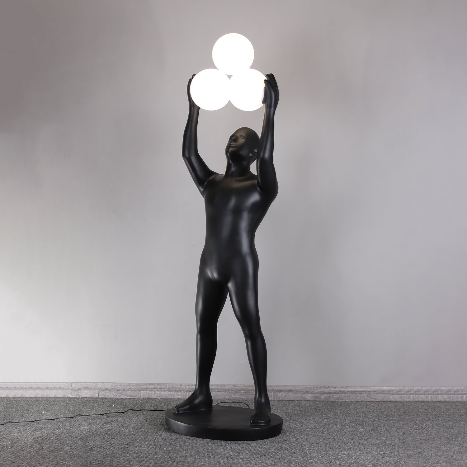 Eurshaia Sculptural Black Floor Lamp
