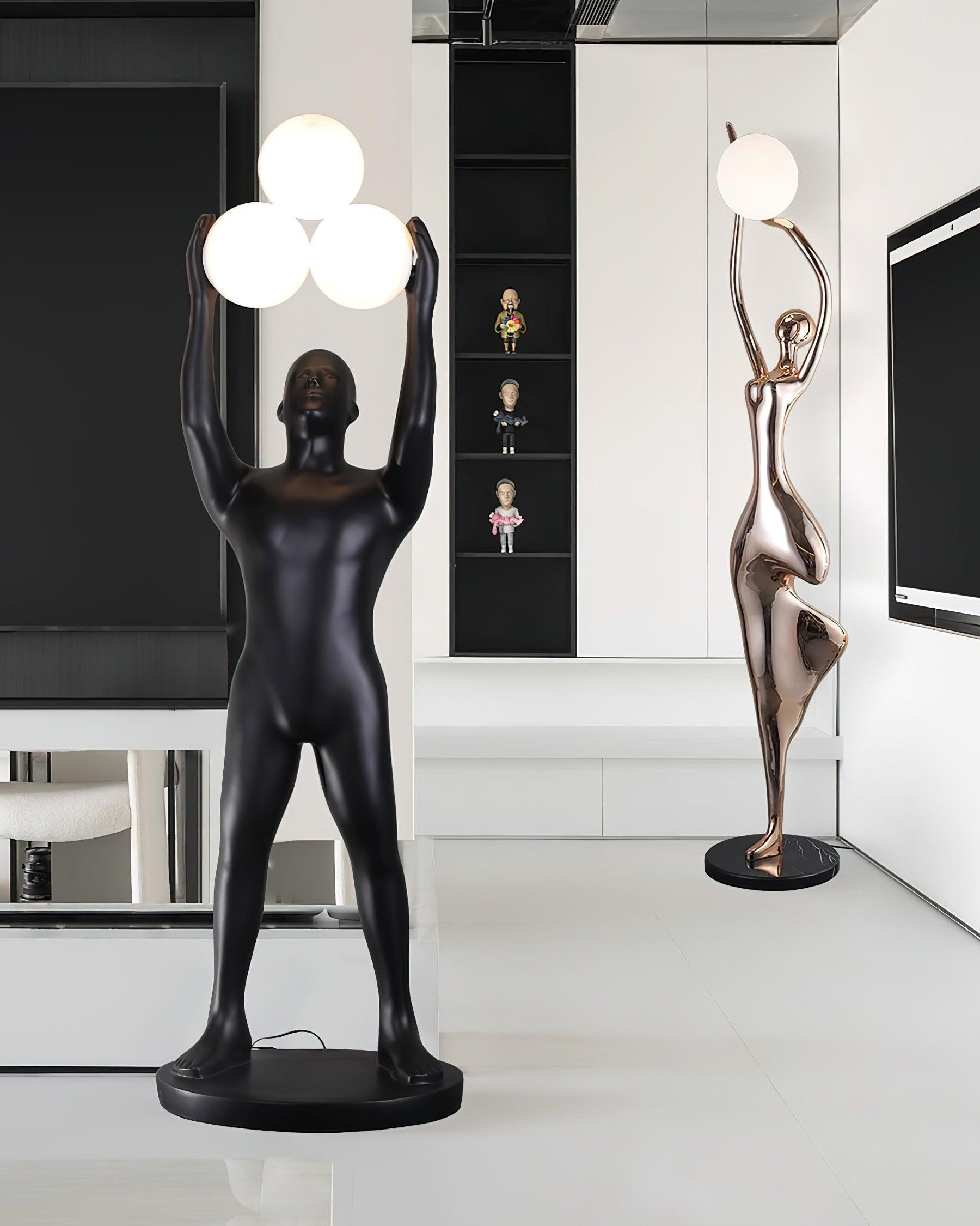 Eurshaia Sculptural Black Floor Lamp