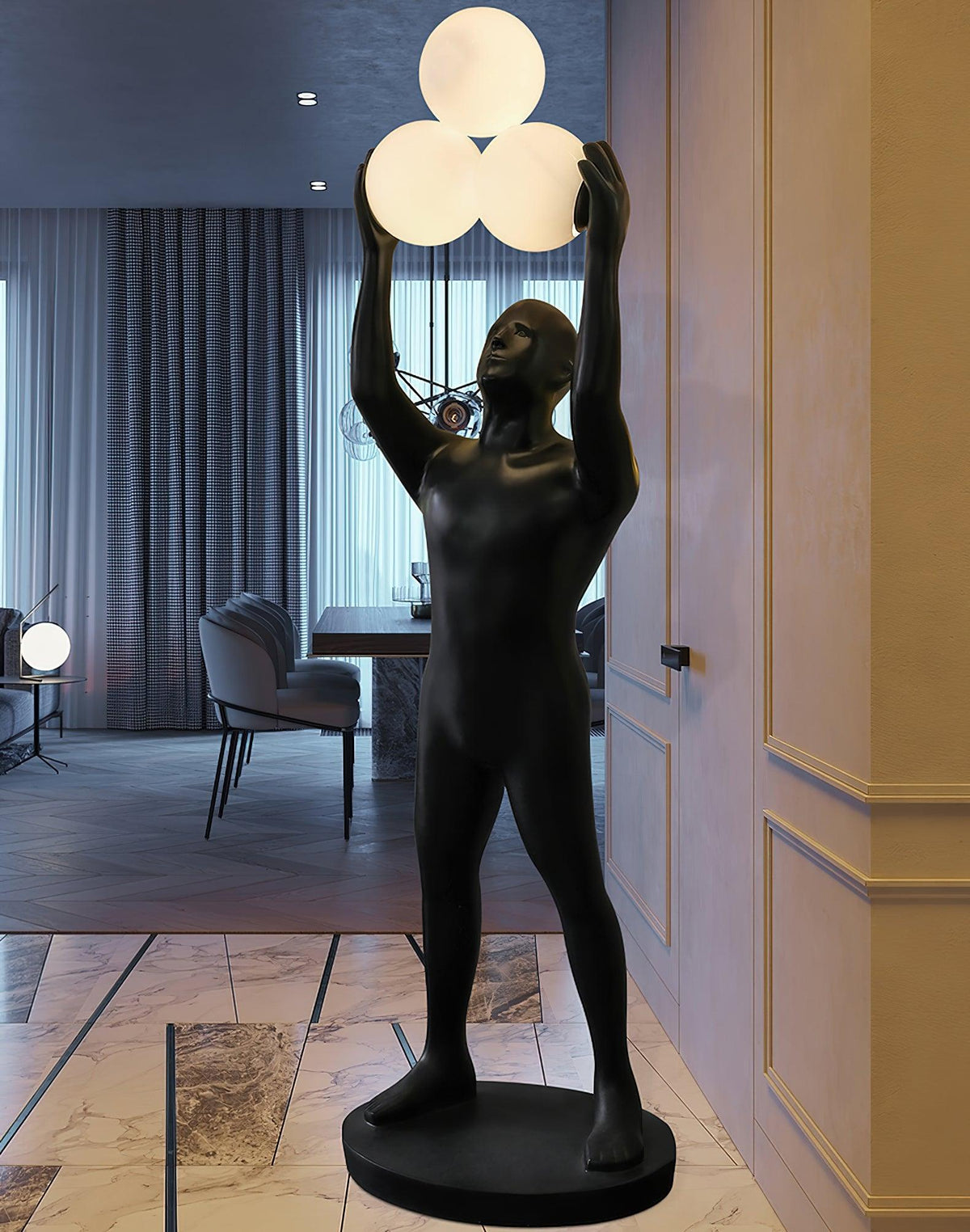 Eurshaia Sculptural Black Floor Lamp